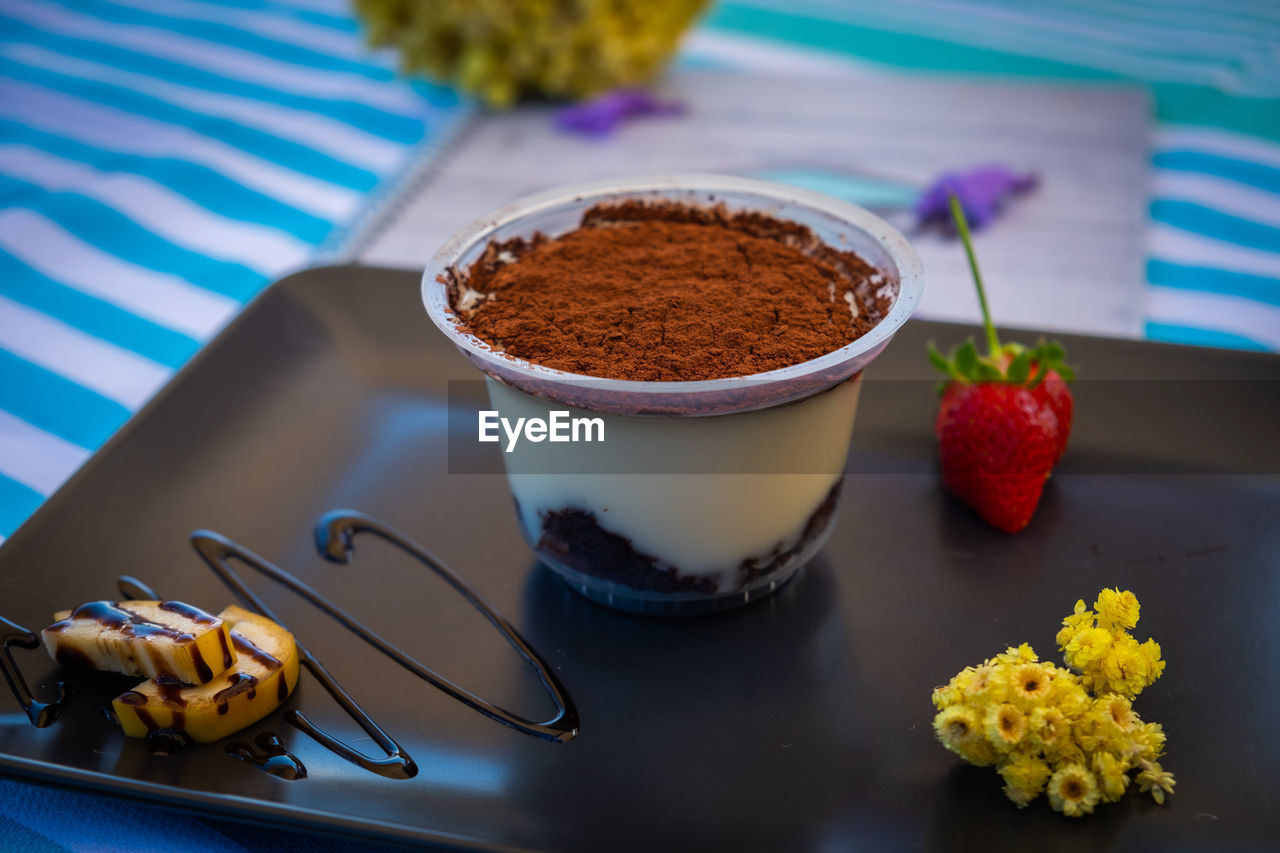 Close-up of dessert on table