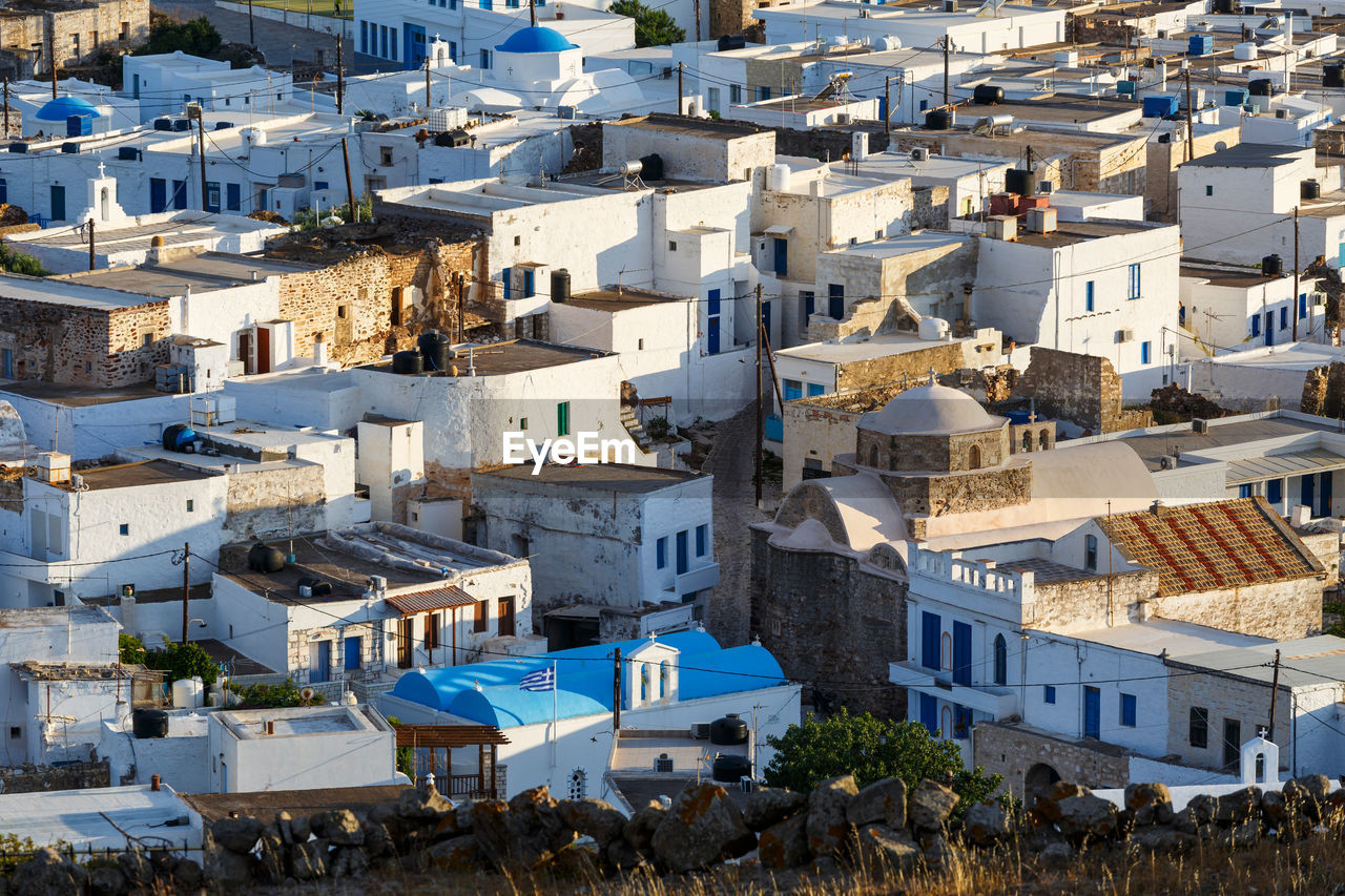 View of the chora village in kimolos.