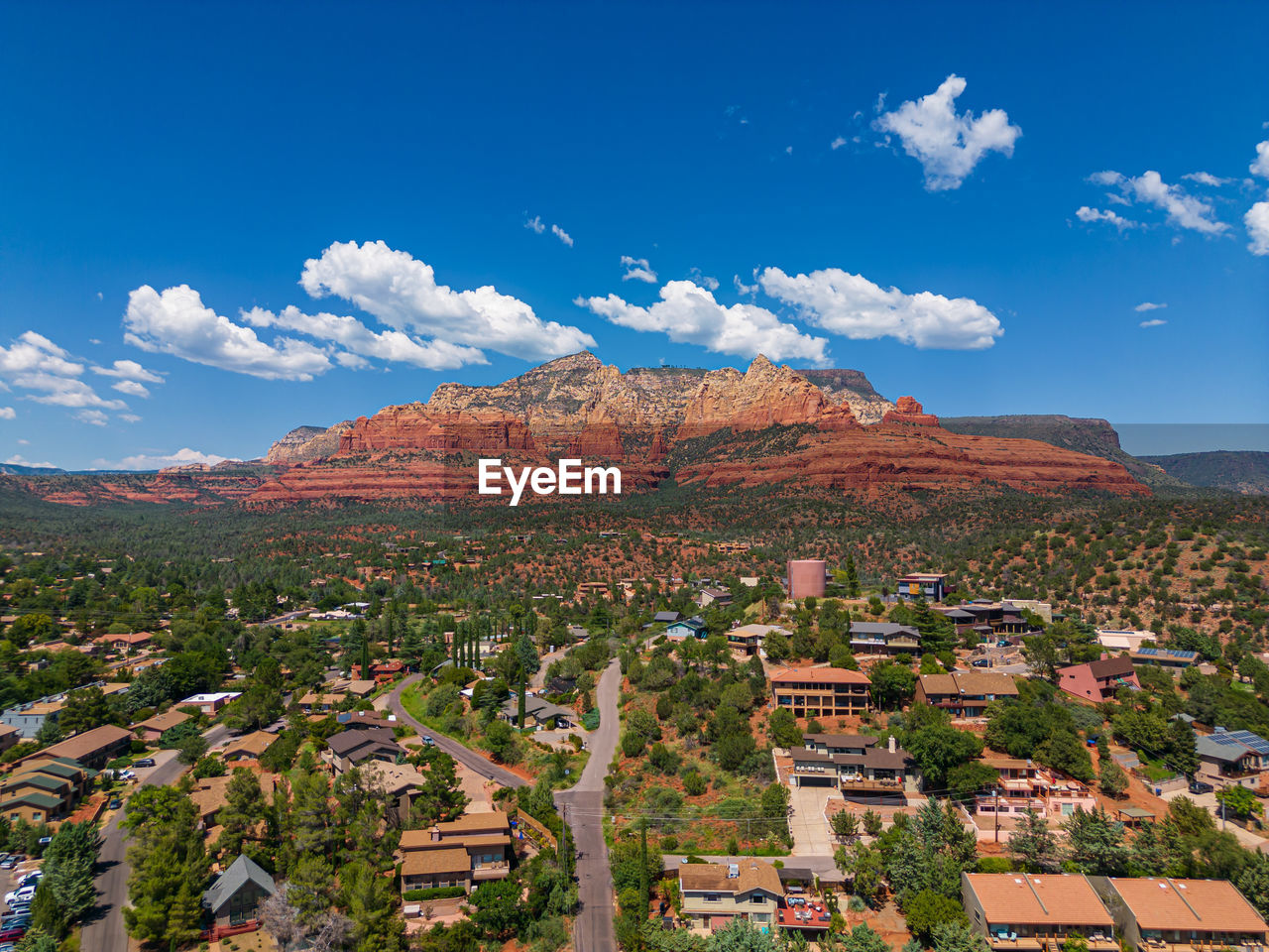 Wide aerial view of sedona, arizona