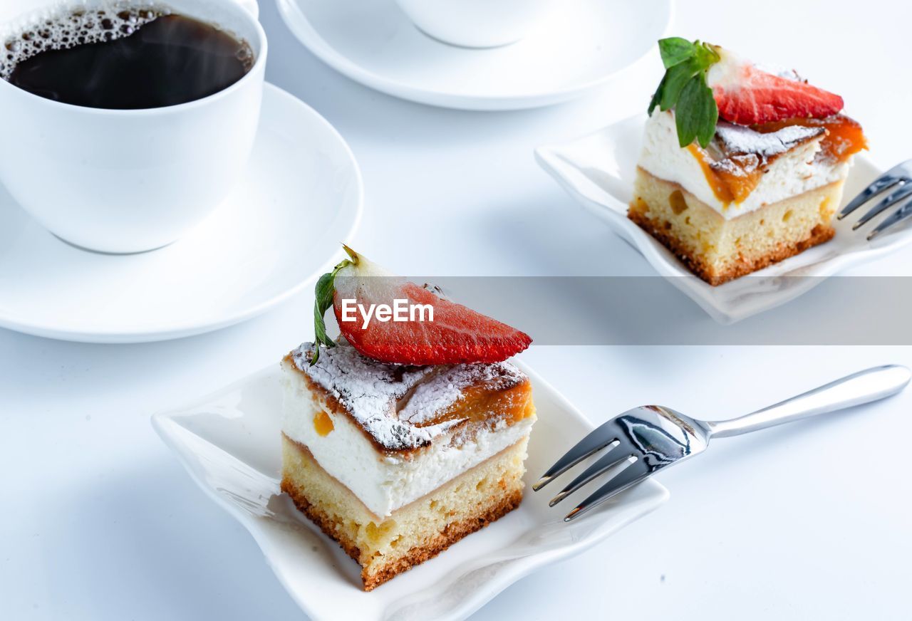 High angle view of cake on plate