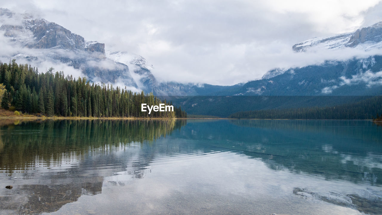 SCENIC VIEW OF LAKE BY MOUNTAIN AGAINST SKY