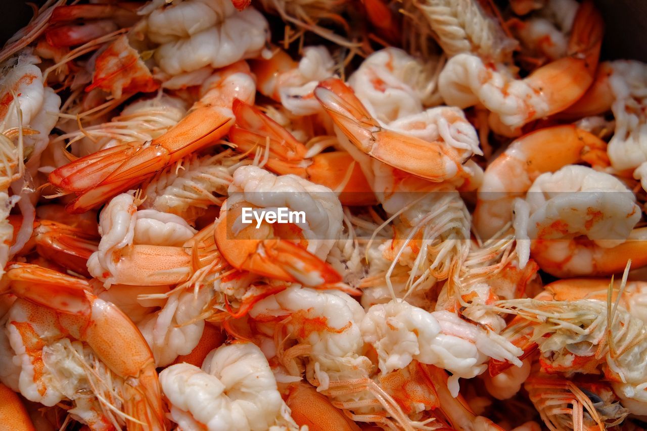 Full frame shot of shrimp for sale in market