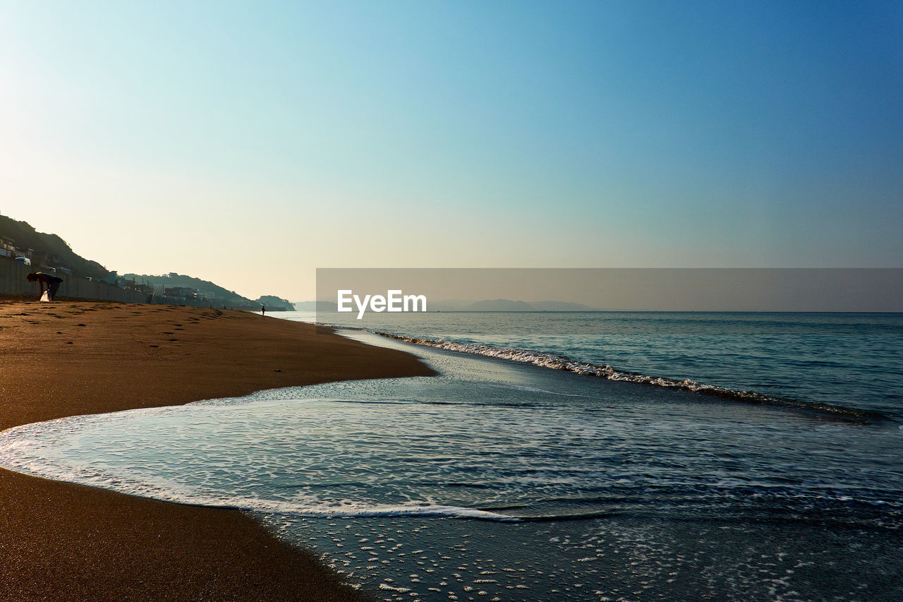 Scenic view of sea against clear sky