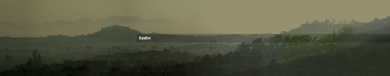 Morning mist and mountain view in the countryside