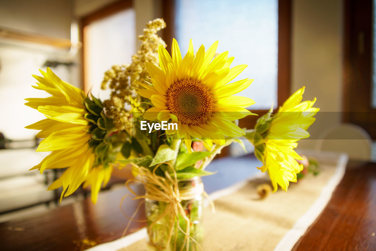 CLOSE-UP OF YELLOW FLOWER IN VASE