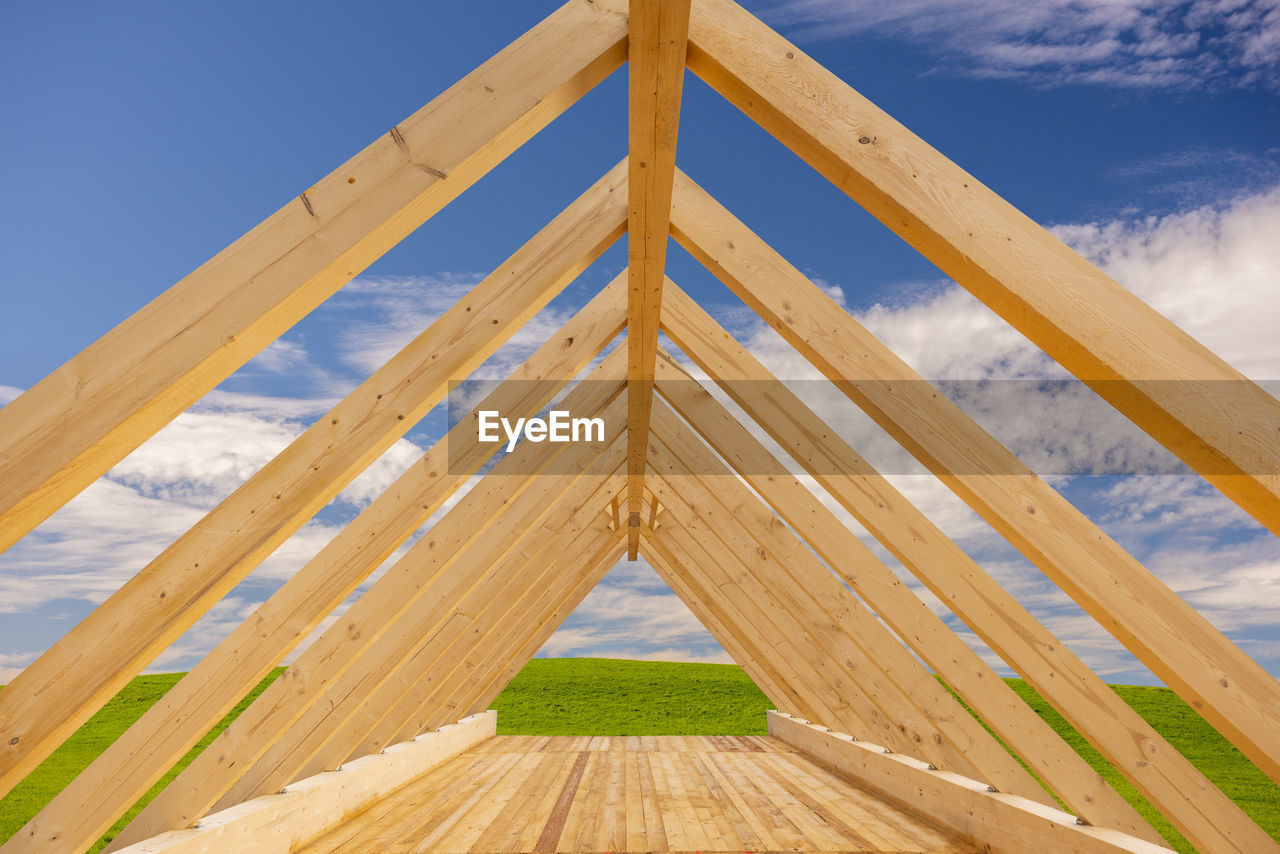 LOW ANGLE VIEW OF BUILT STRUCTURE AGAINST SKY