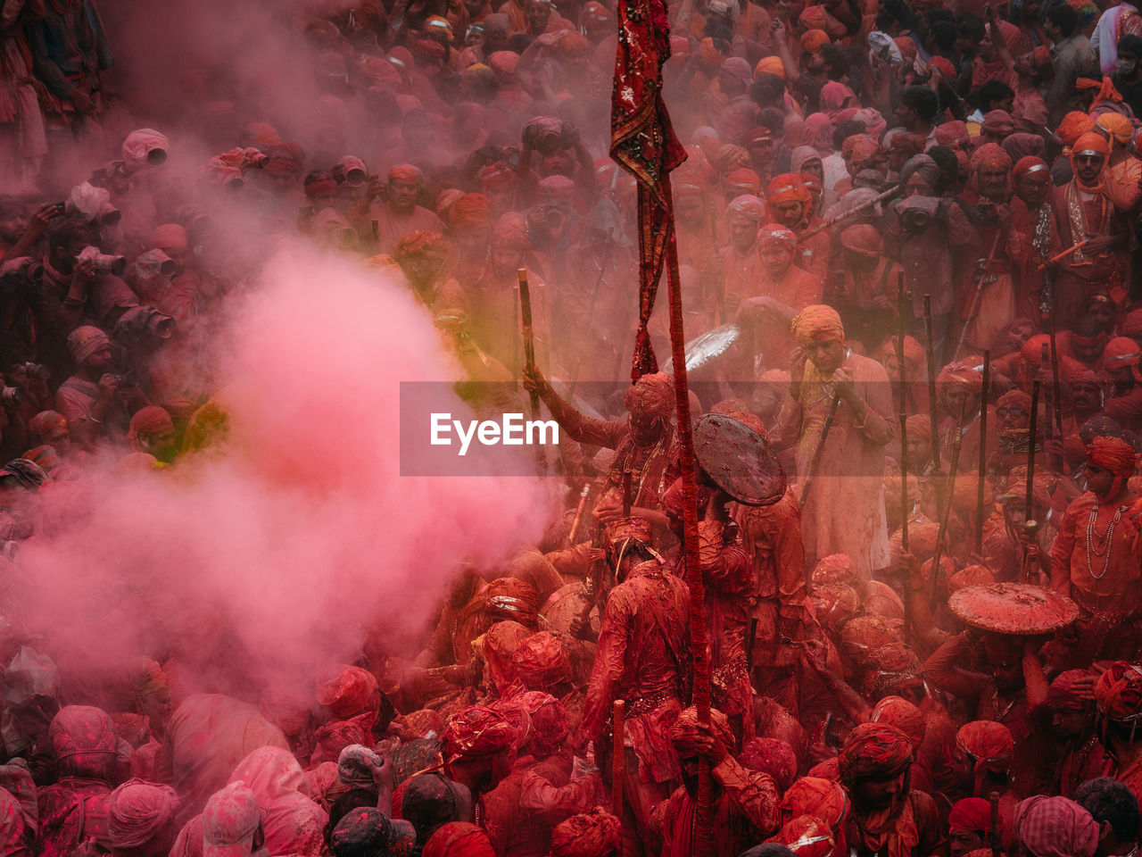 High angle view of people during festival