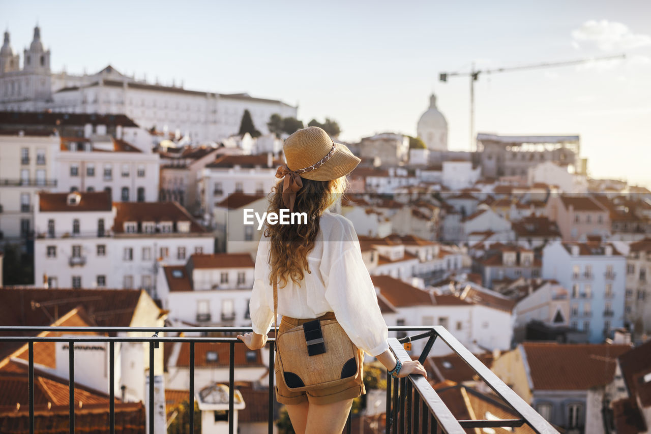 Woman looking at townscape