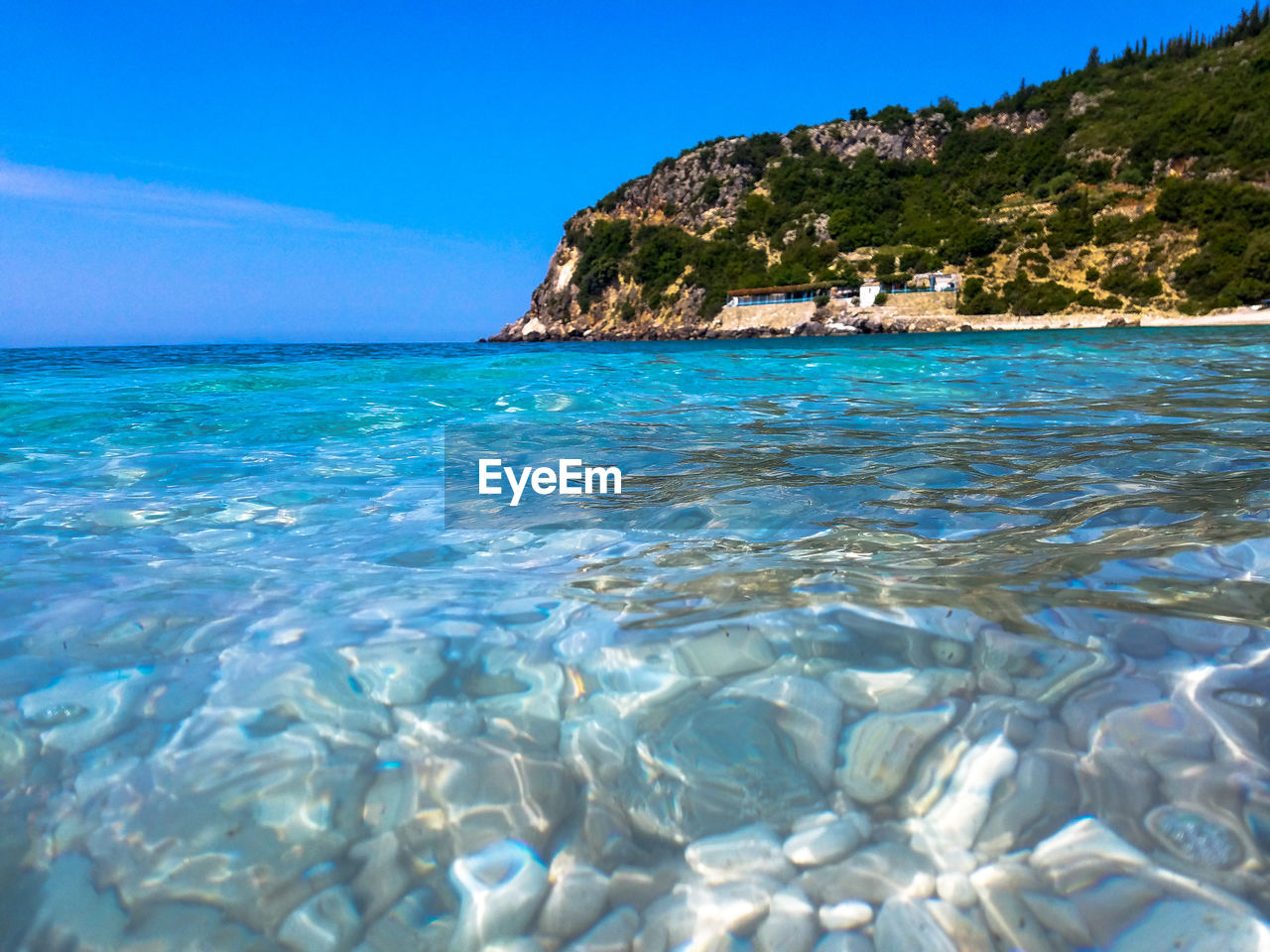 Scenic view of sea against clear sky