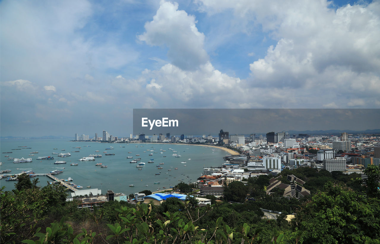 HIGH ANGLE VIEW OF BUILDINGS AGAINST SKY