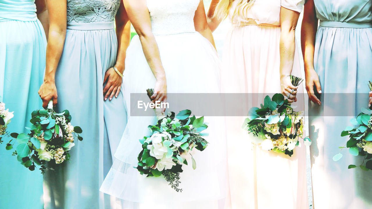 Close-up of bride and bridesmaids