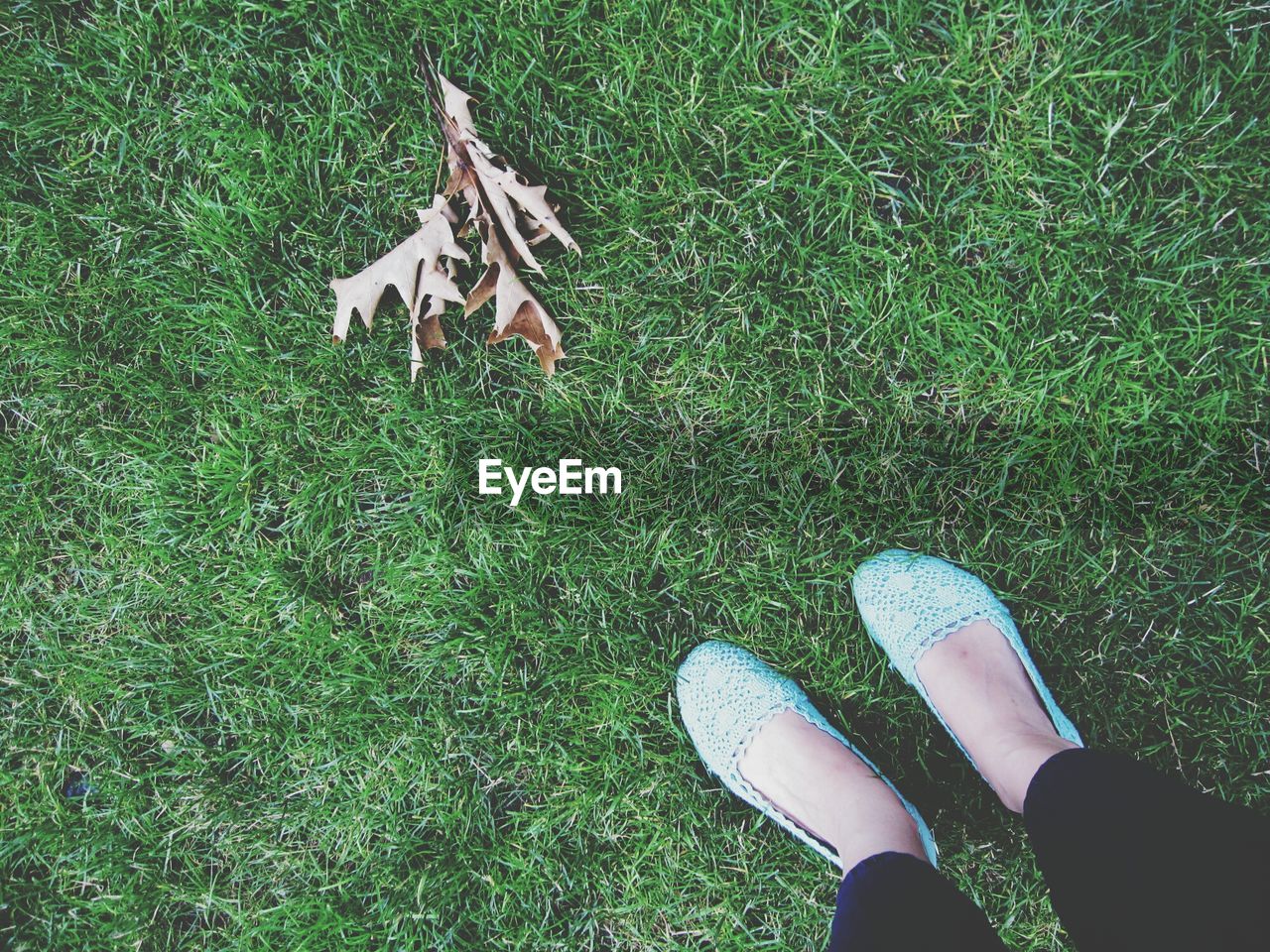 PERSON STANDING ON GRASSY FIELD