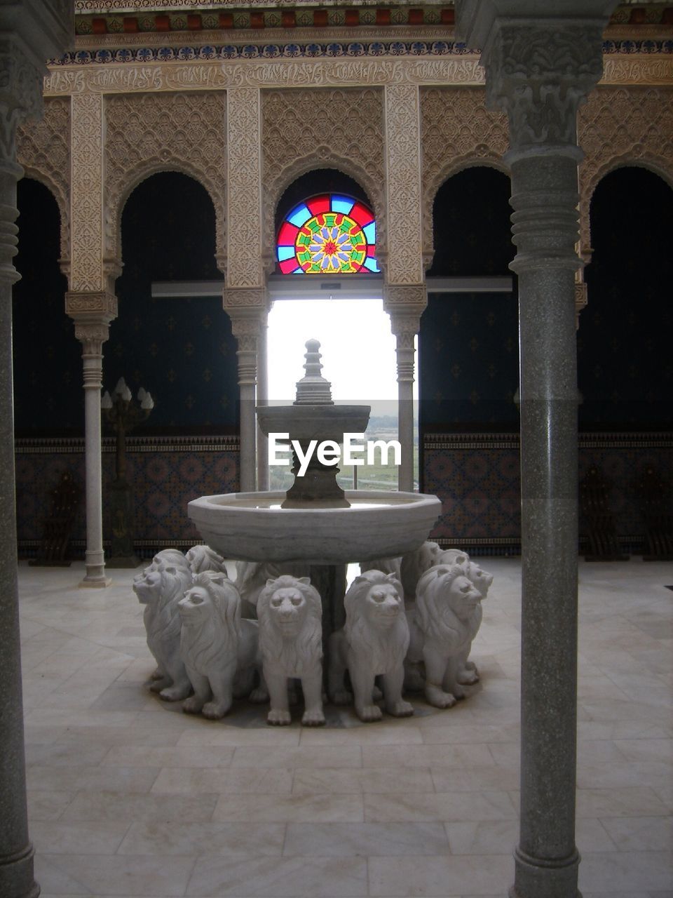 Arched walls with columns in courtyard