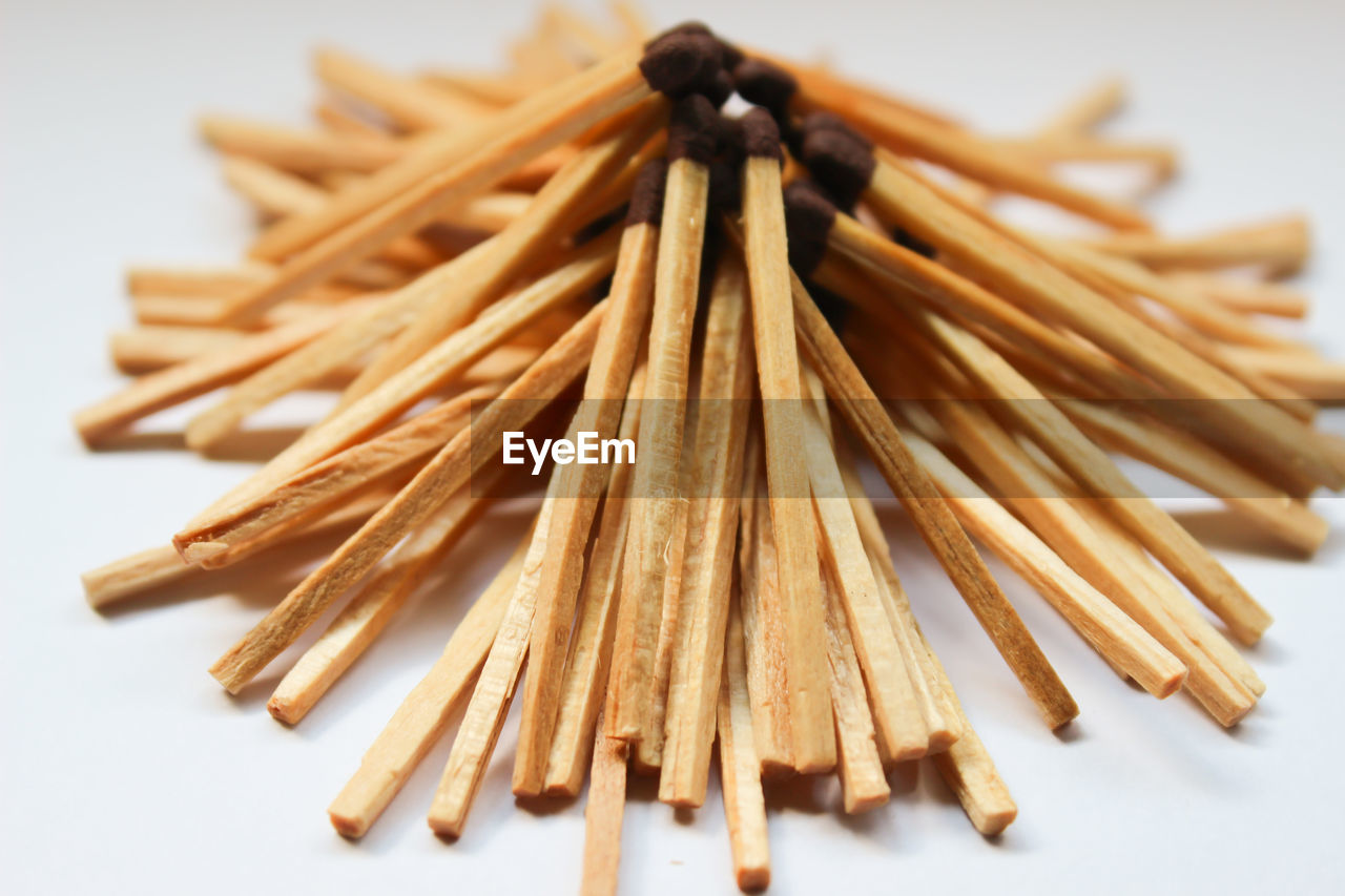  heap of match sticks over white background