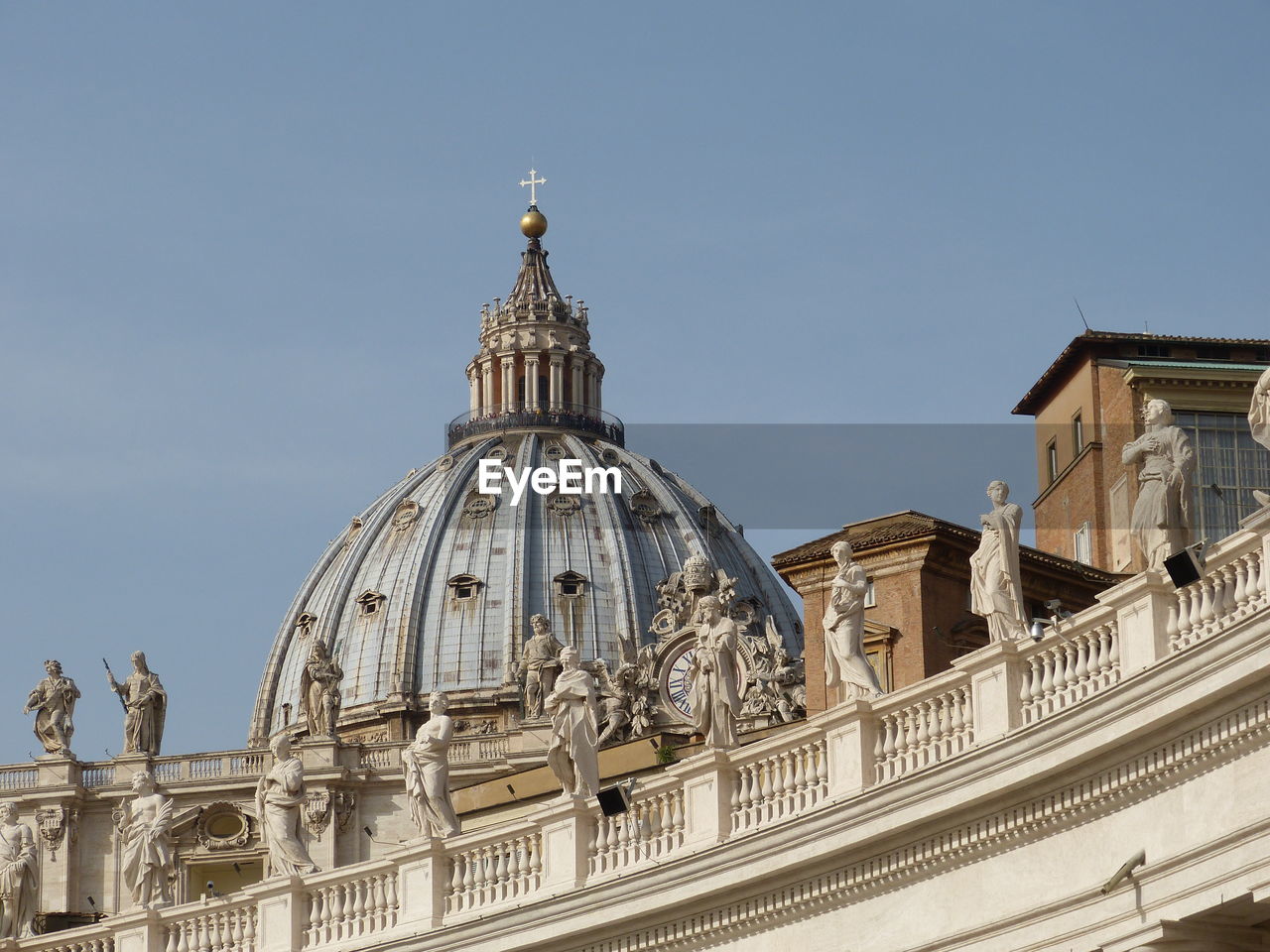 High section of domed church against clear sky