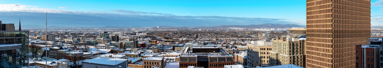 High angle view of buildings in city