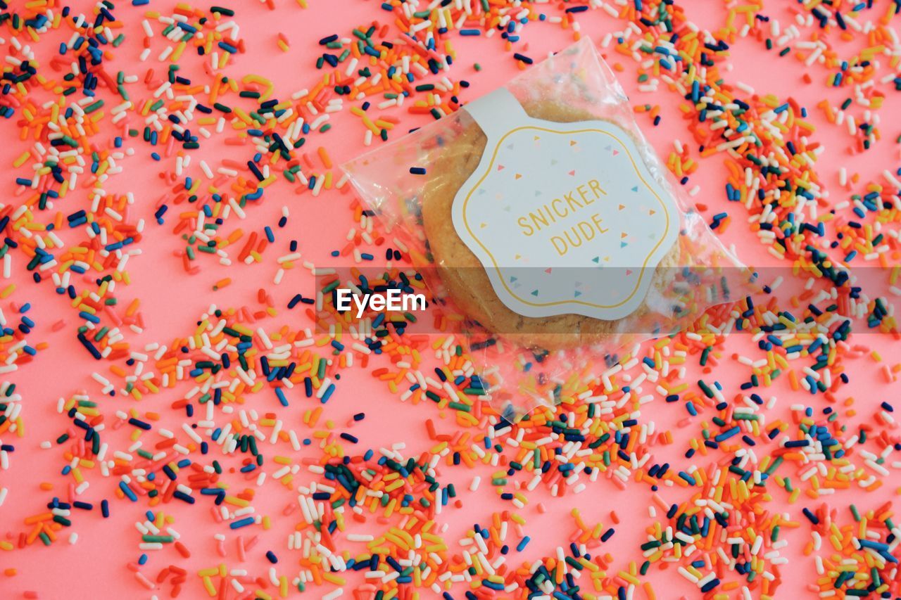 High angle view of cake
