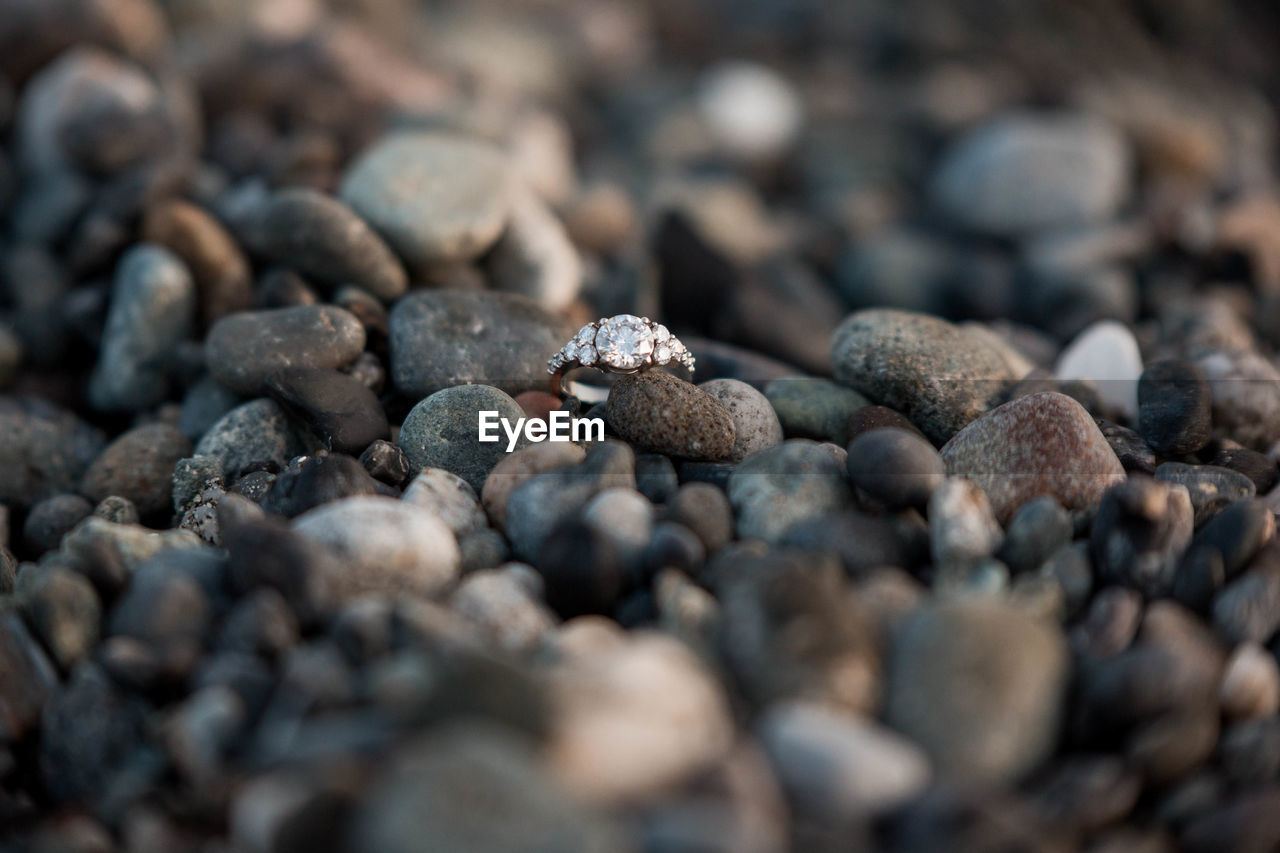 CLOSE-UP OF STONES ON PEBBLES