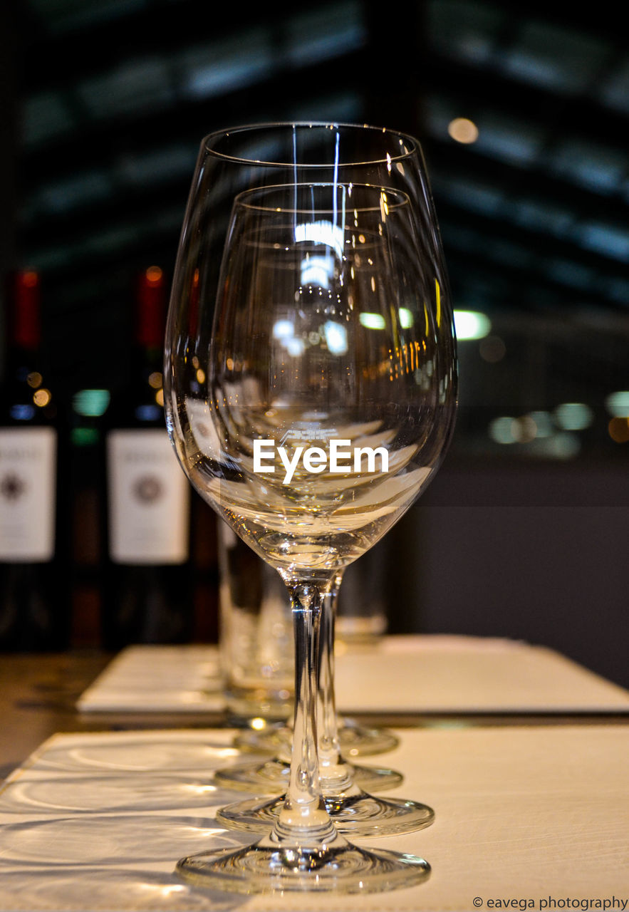 Close-up of wine glass on table in restaurant