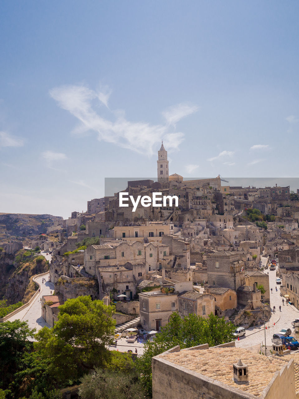 The panorama of the beautiful city of matera, italy.