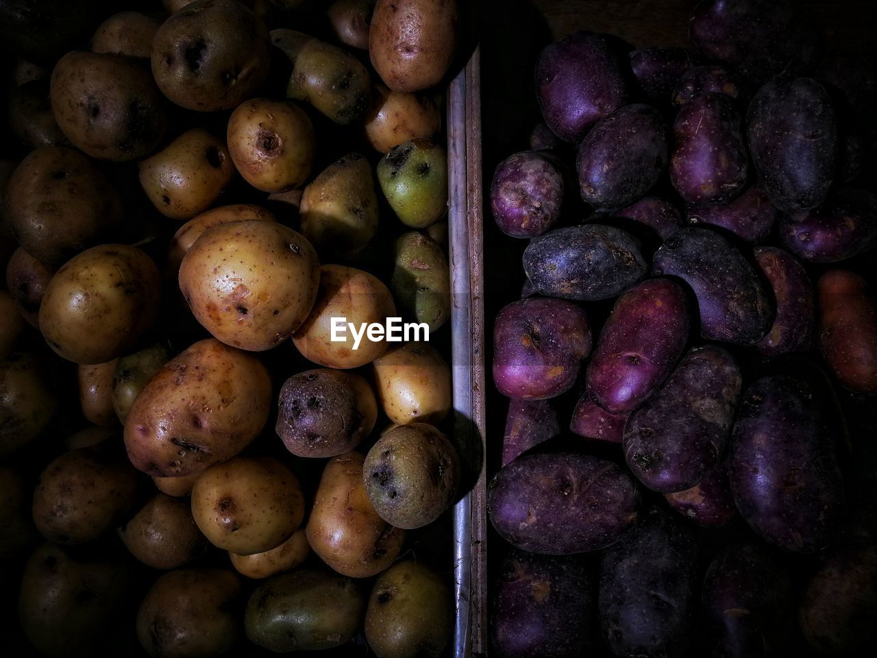 Full frame shot of potatoes at market stall