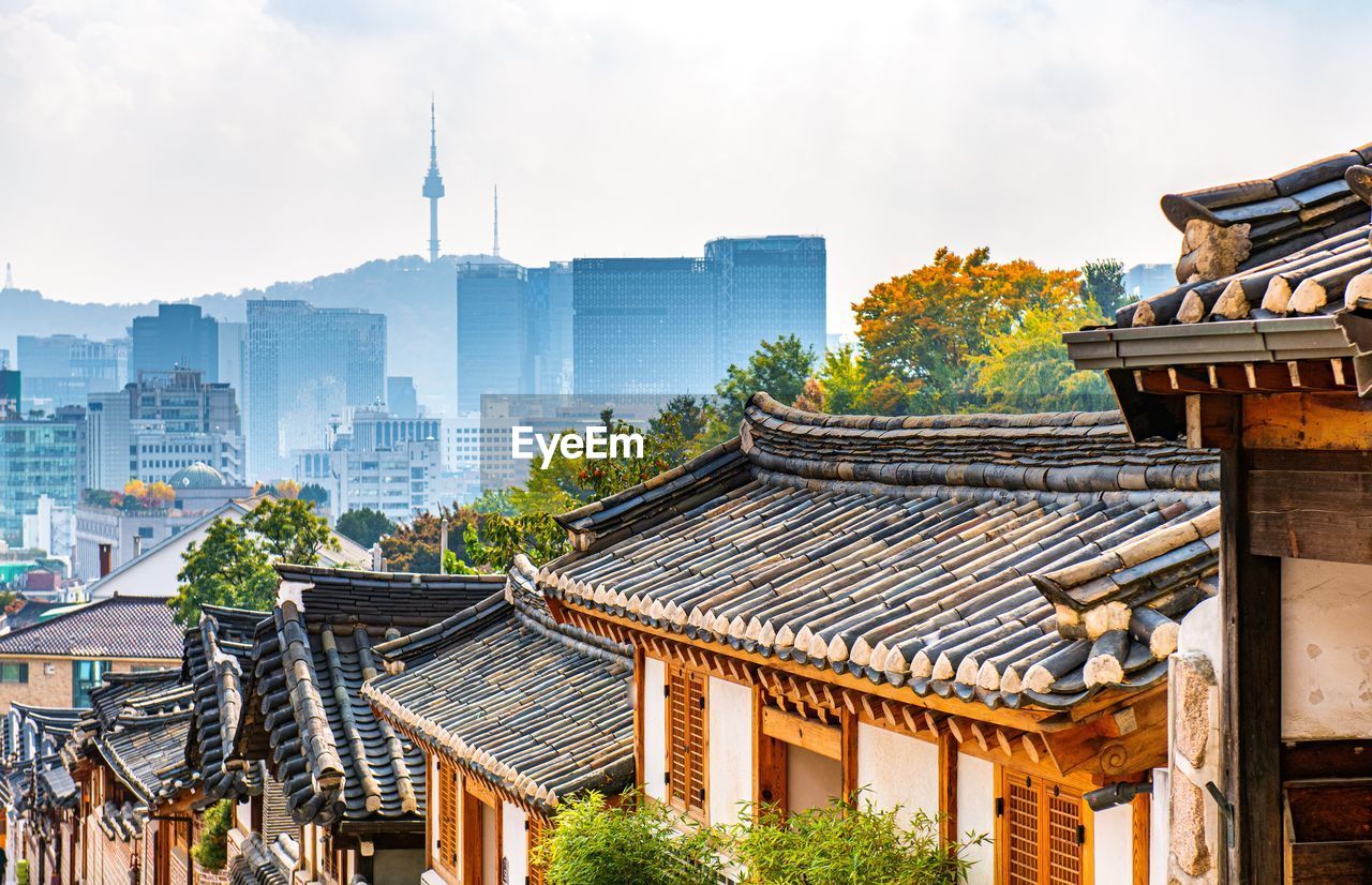 high angle view of buildings in city