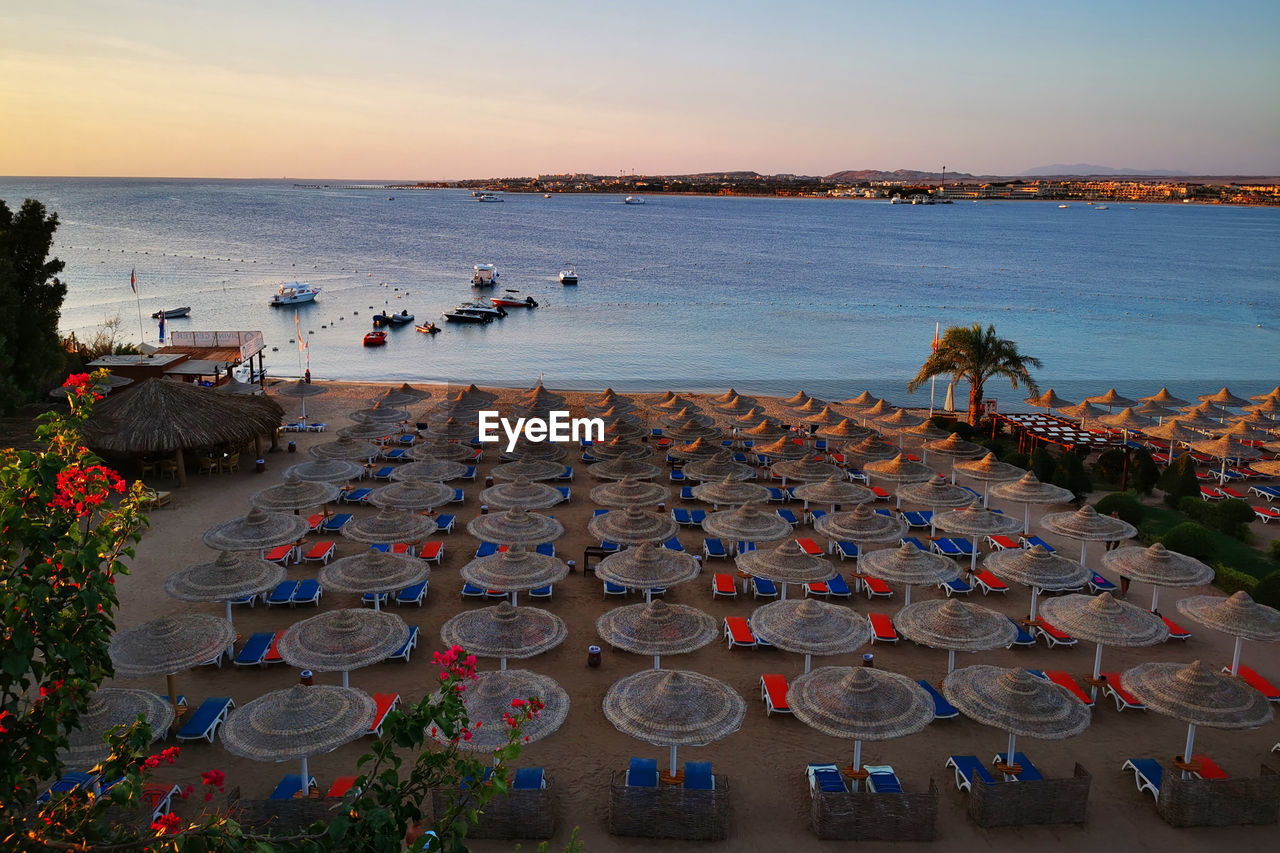 HIGH ANGLE VIEW OF PEOPLE AT BEACH