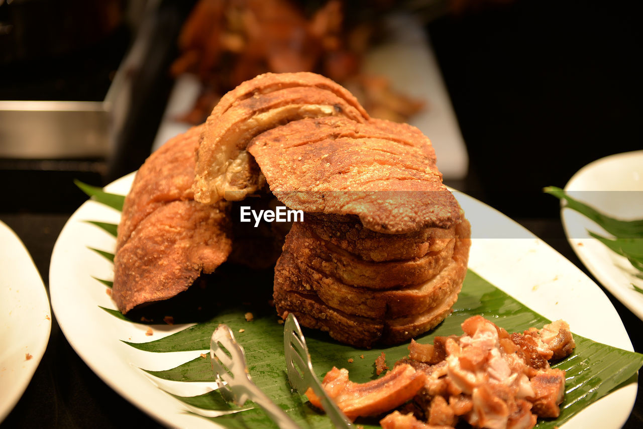 Close-up of food in plate on table