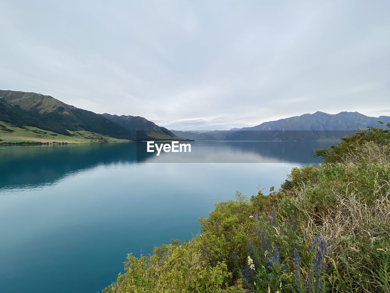 Scenic view of lake against sky