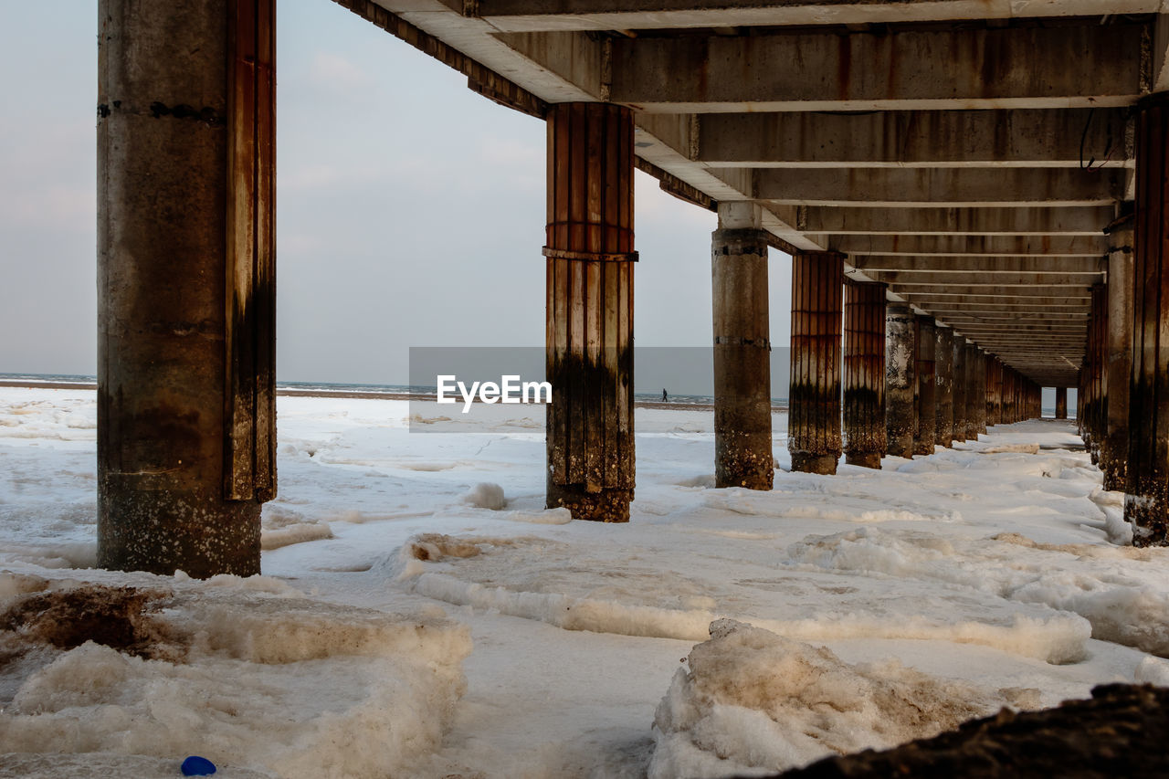 Scenic view of sea against sky during winter