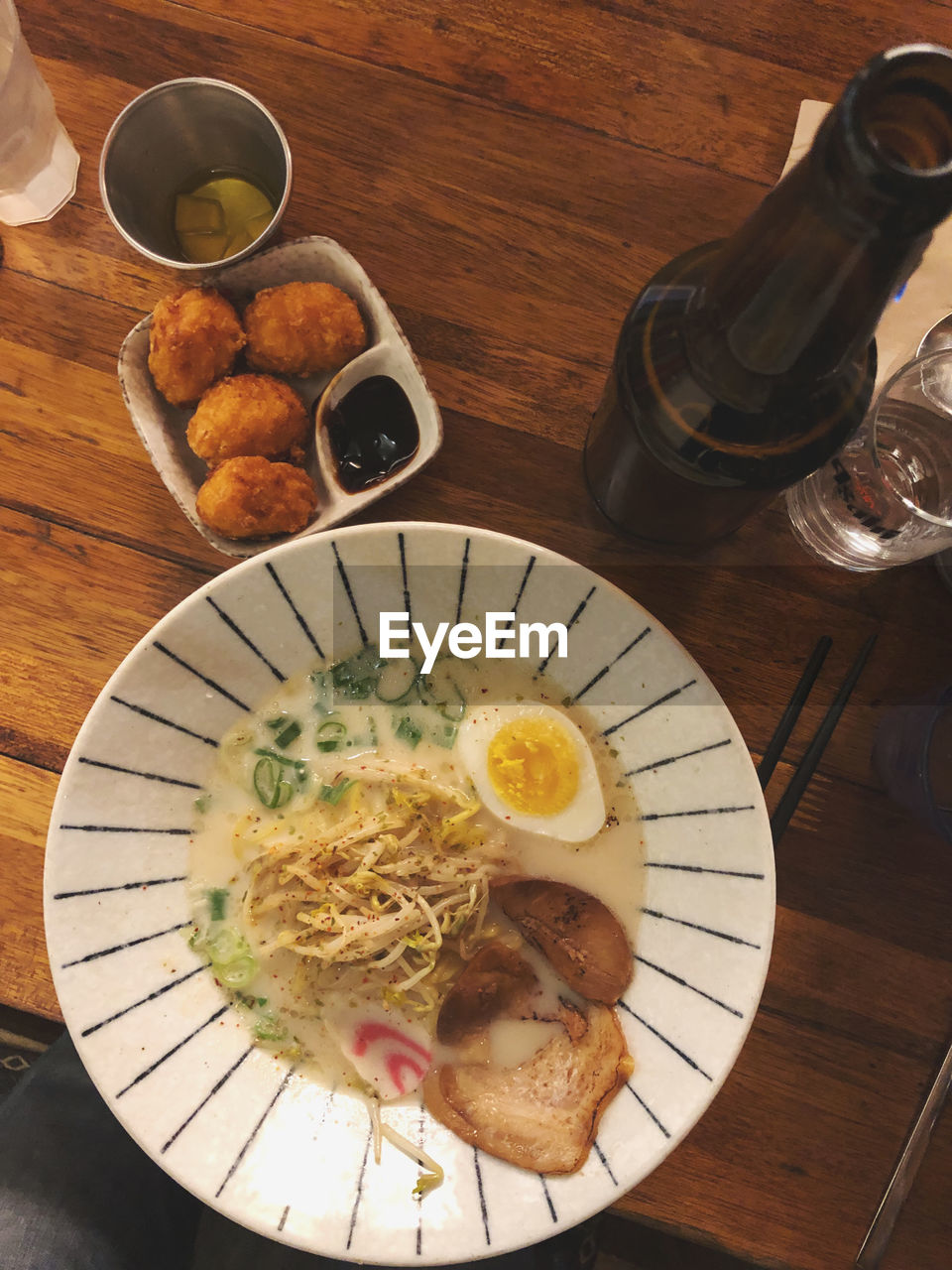 High angle view of food on table