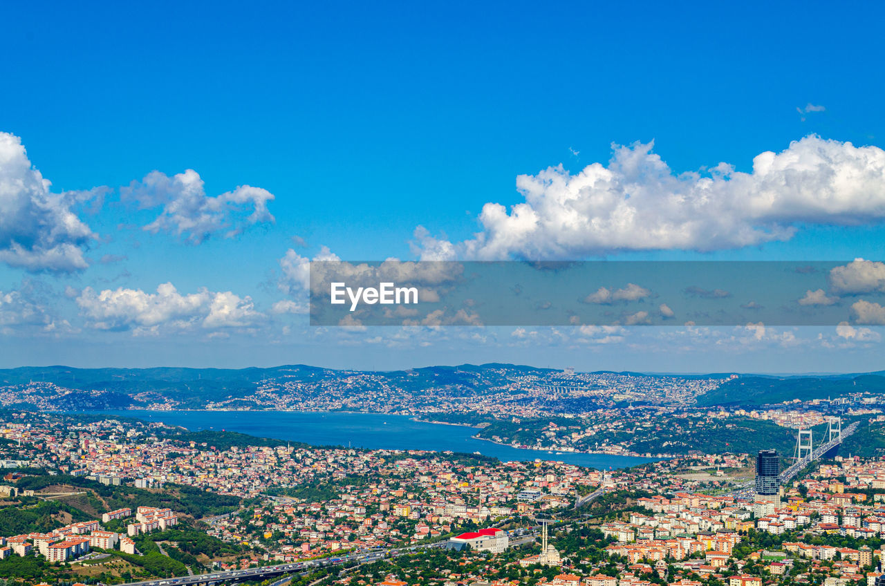 HIGH ANGLE VIEW OF BUILDINGS AGAINST SKY