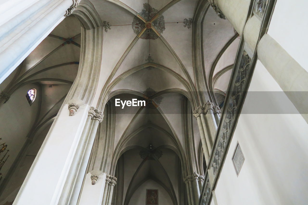 Low angle view of ribbed vaulting in church