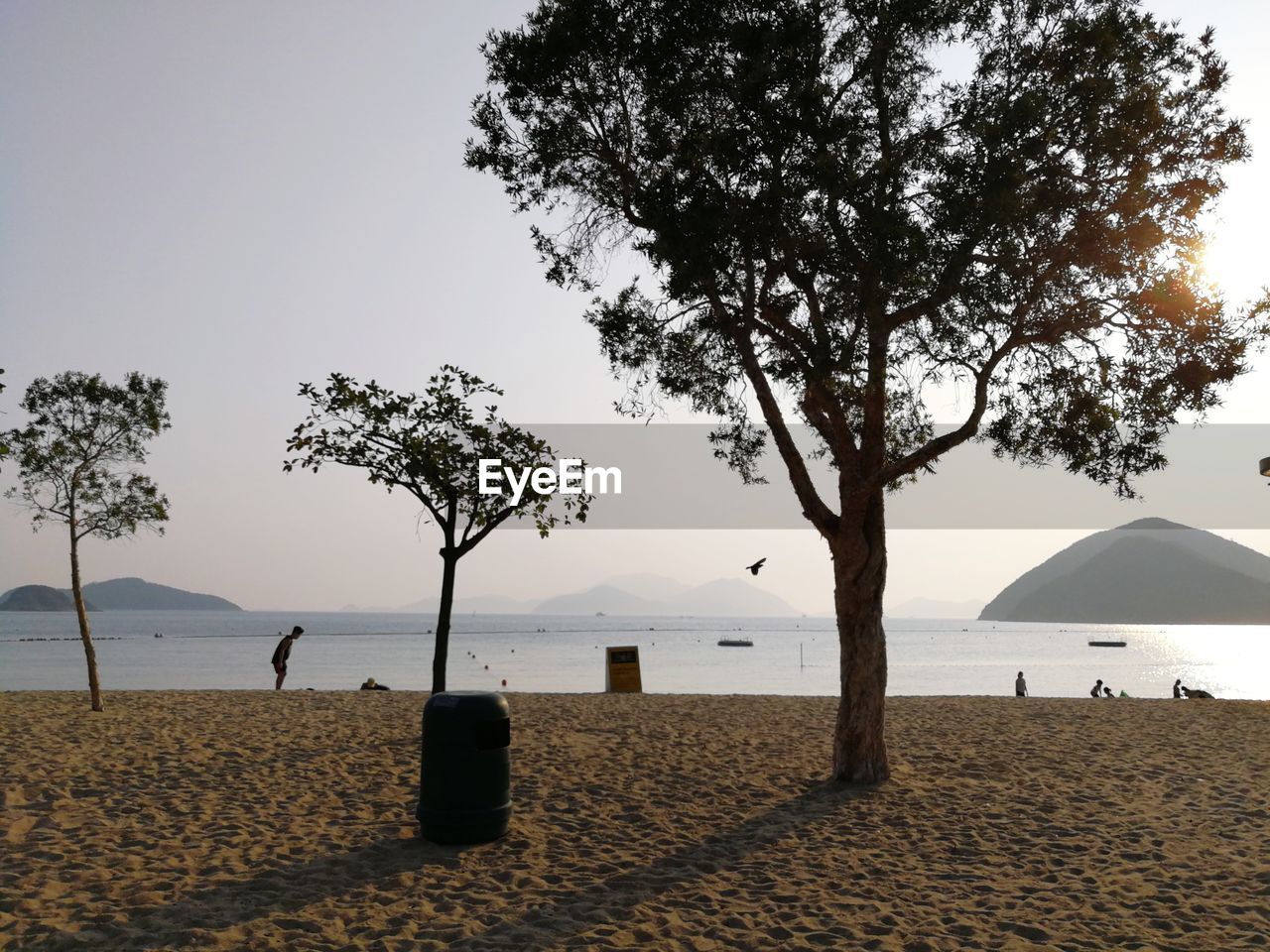 Scenic view of beach against clear sky