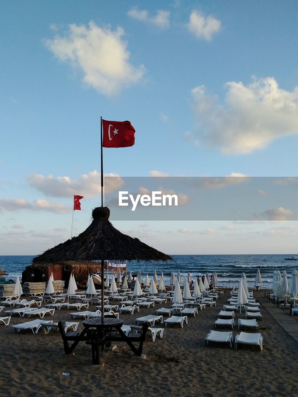 Scenic view of beach against sky. turkey