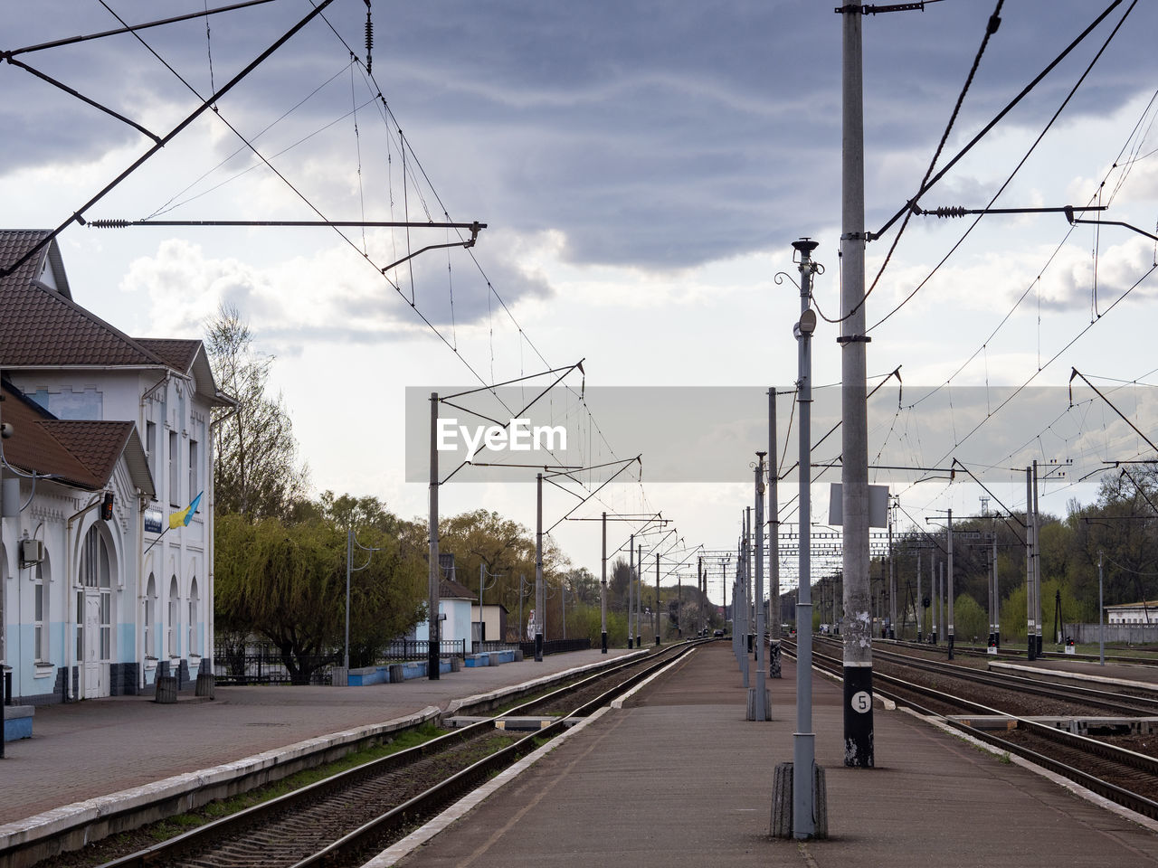 A deserted train station during a covid-19 coronavirus pandemic. 