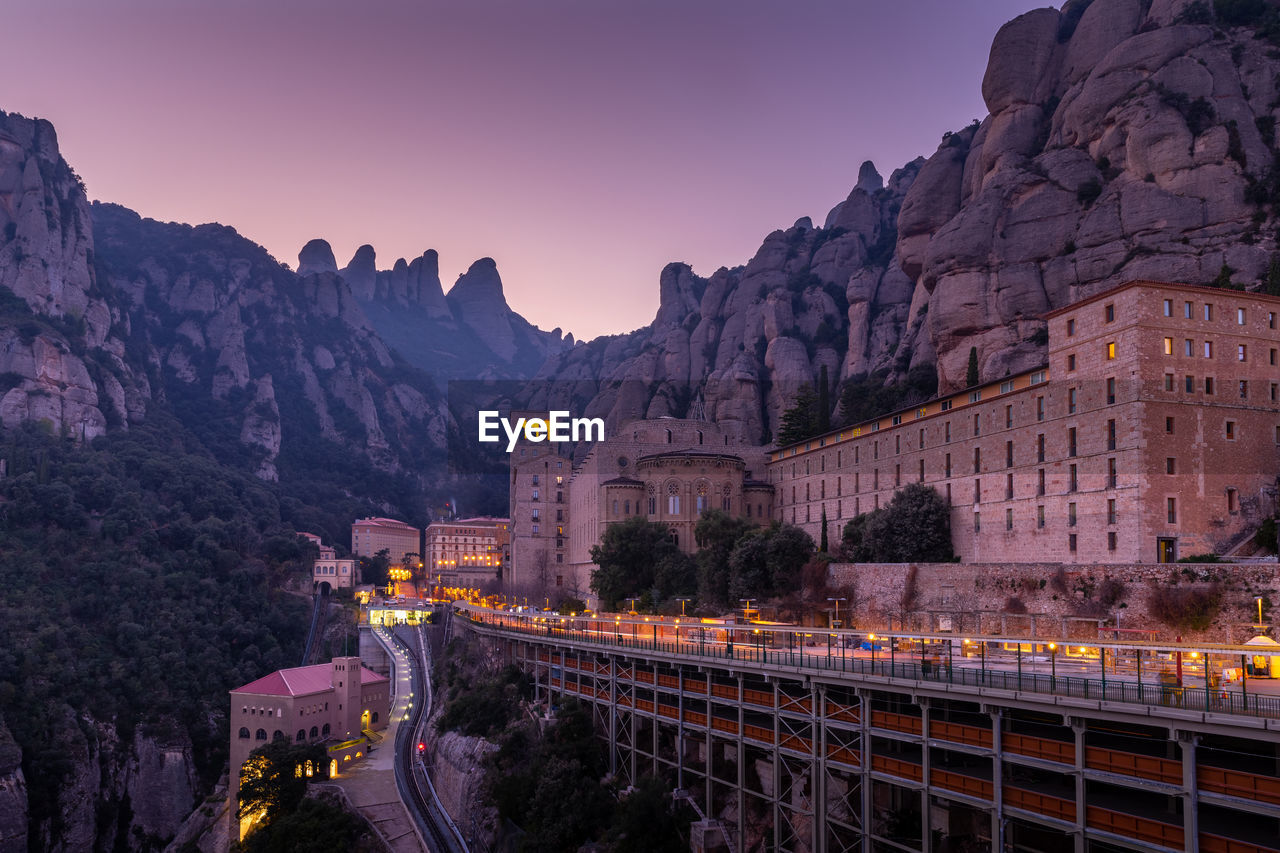 Montserrat monastery, barcelona at twilight. spain