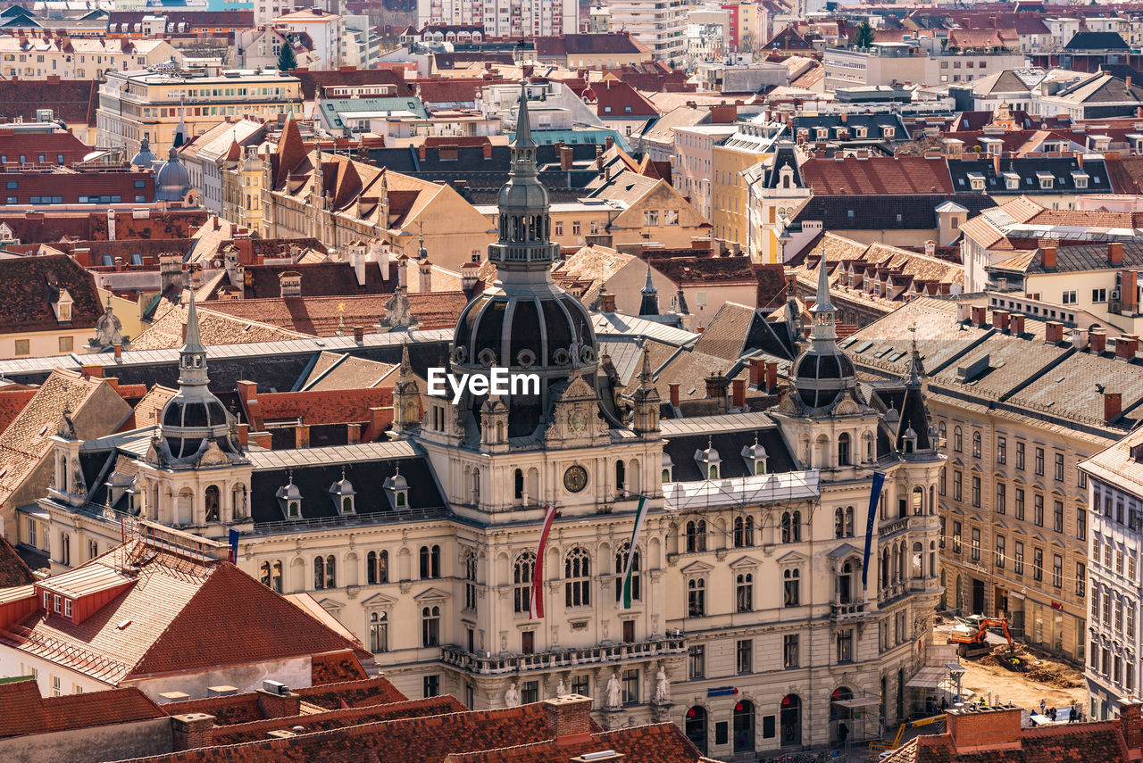  graz with the rathaus town hall and historic buildings, in graz, styria region, austria.