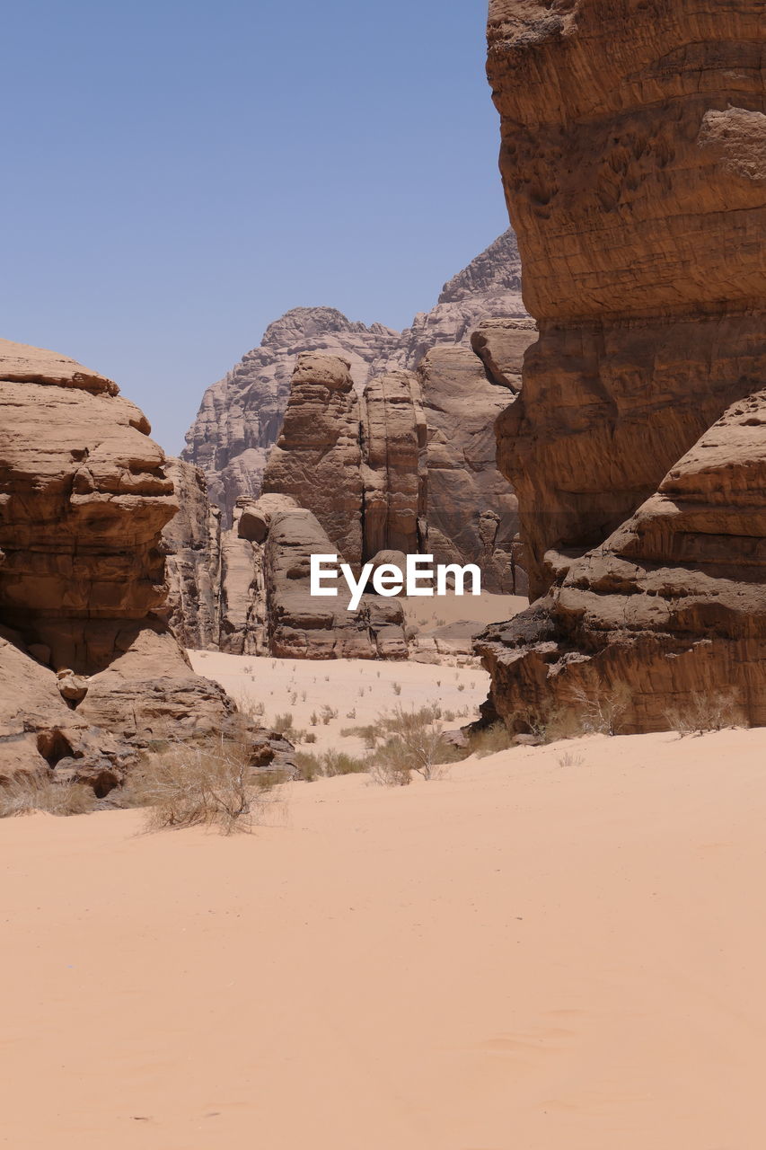 Rock formations in a wadi rum