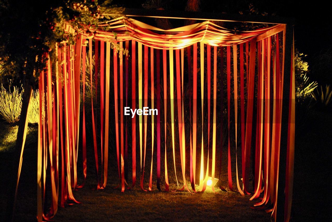 Festive marriage arbor with colourful cloth