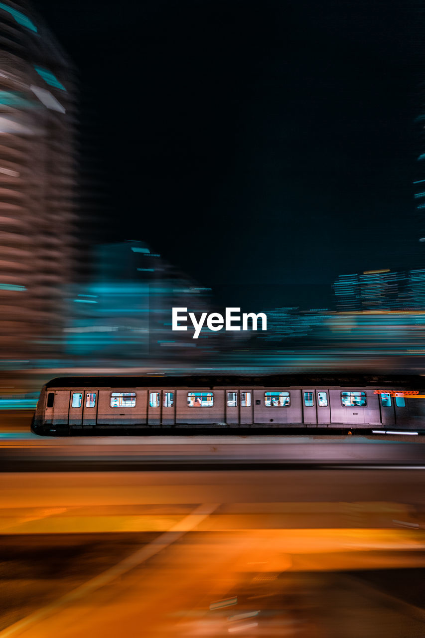 Blurred motion of train at night