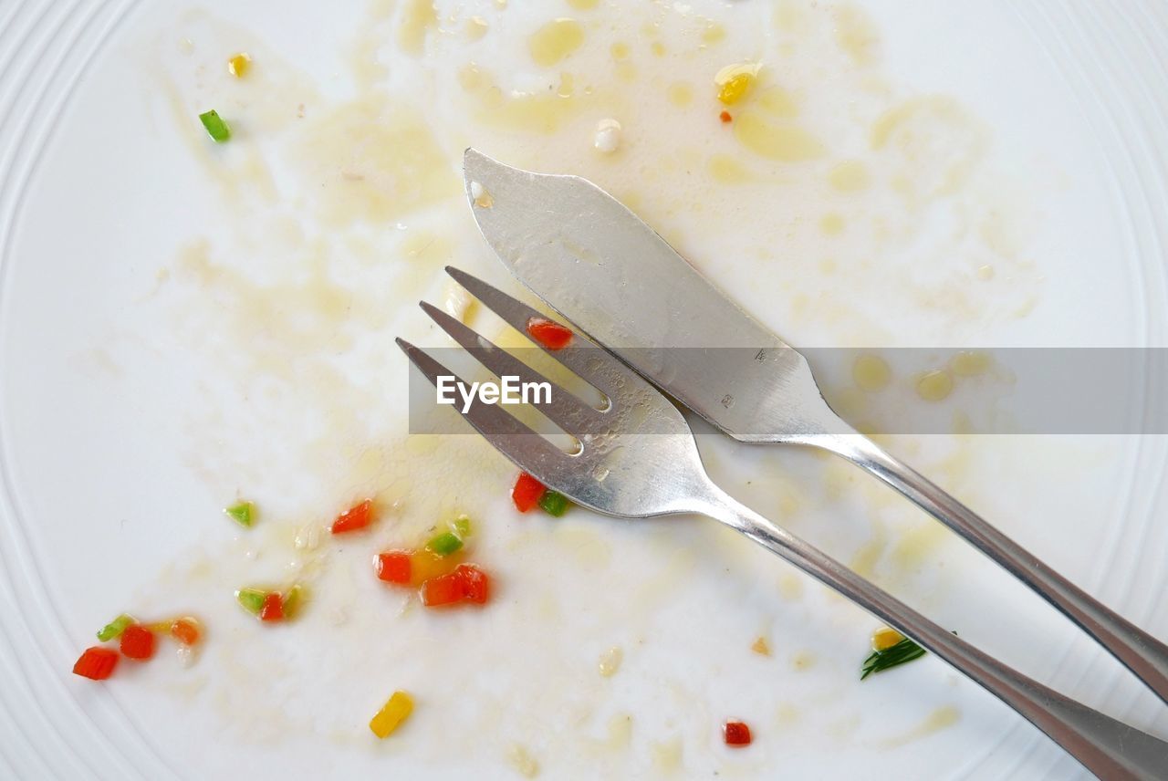 Fork and knife on plate