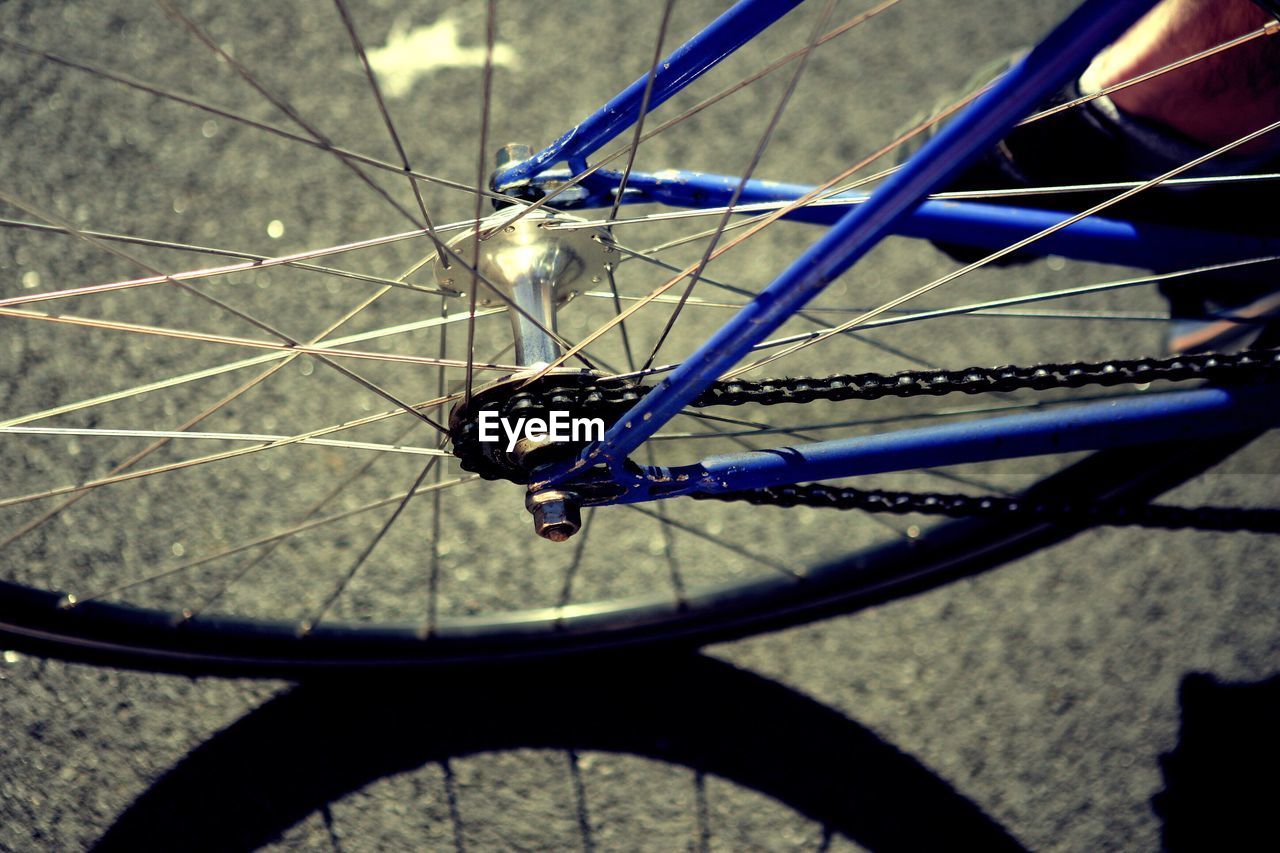 High angle view of bicycle on street