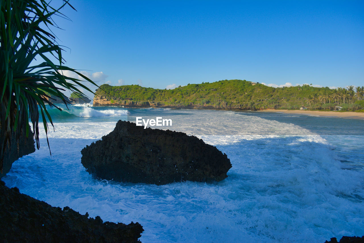 SCENIC VIEW OF BLUE SEA AGAINST CLEAR SKY