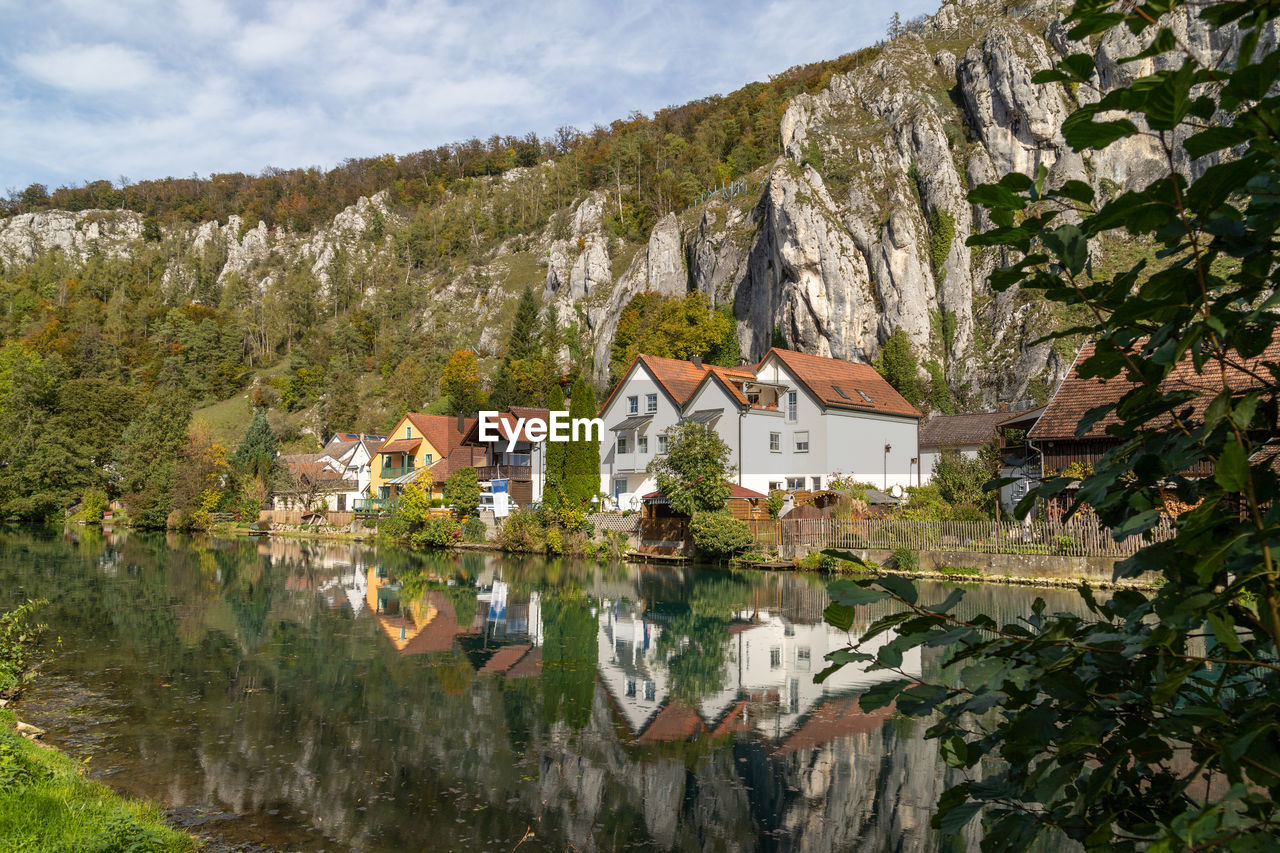 Idyllic view at the village markt essing in bavaria, germany with the altmuehl river