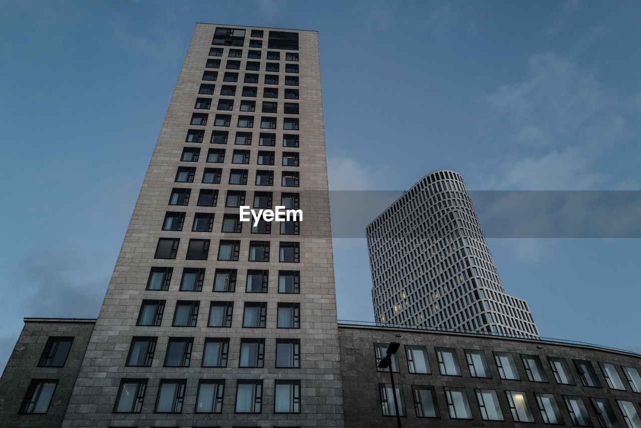 Low angle view of modern building against sky