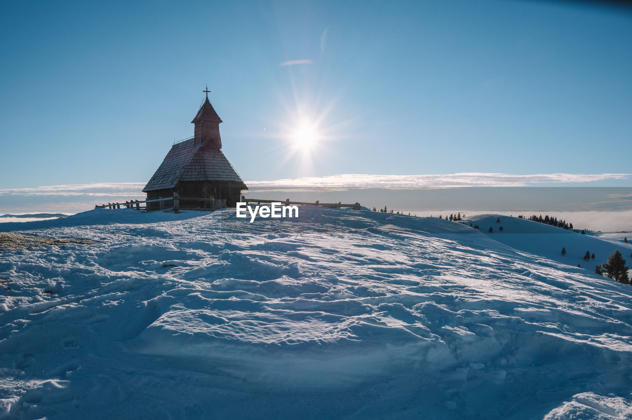 Sunny winter landscape on velika planina