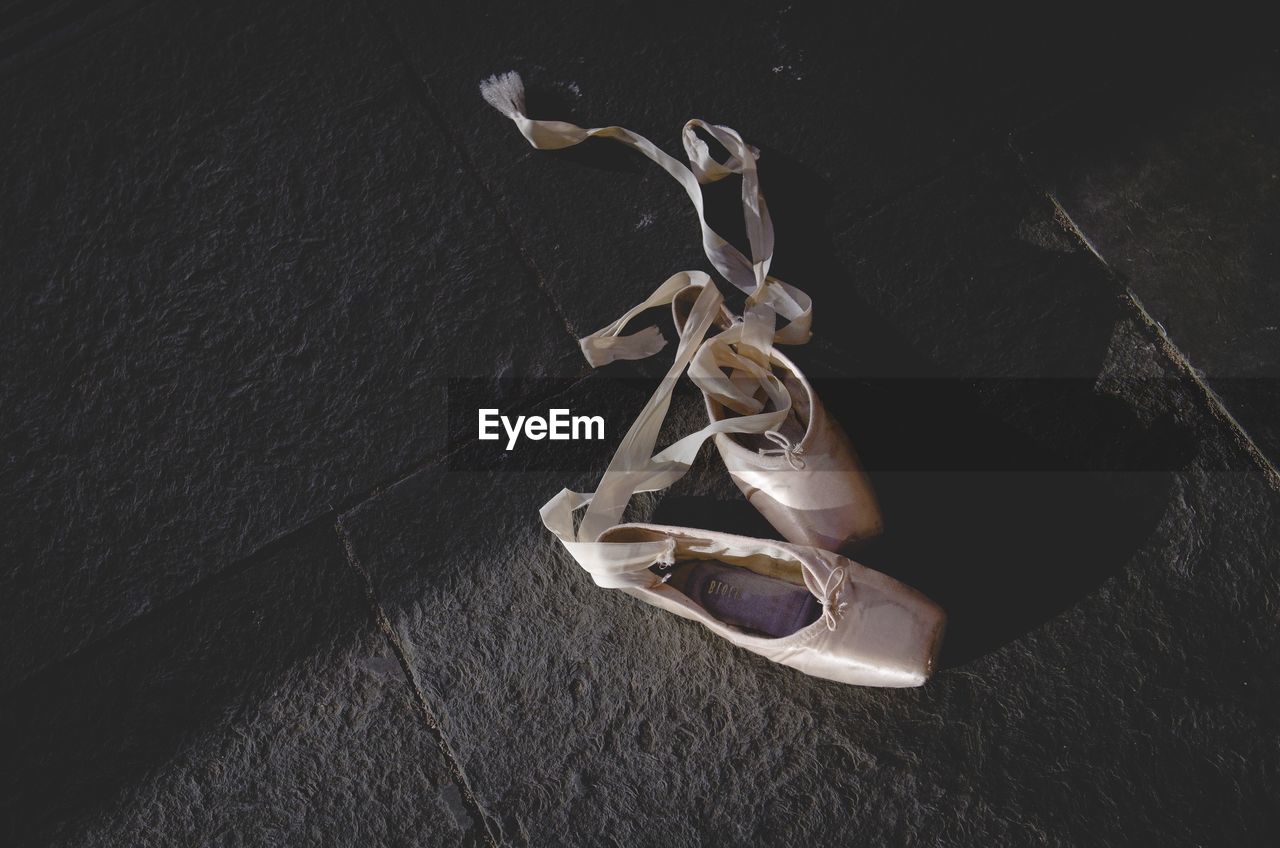 High angle view of shoes on floor