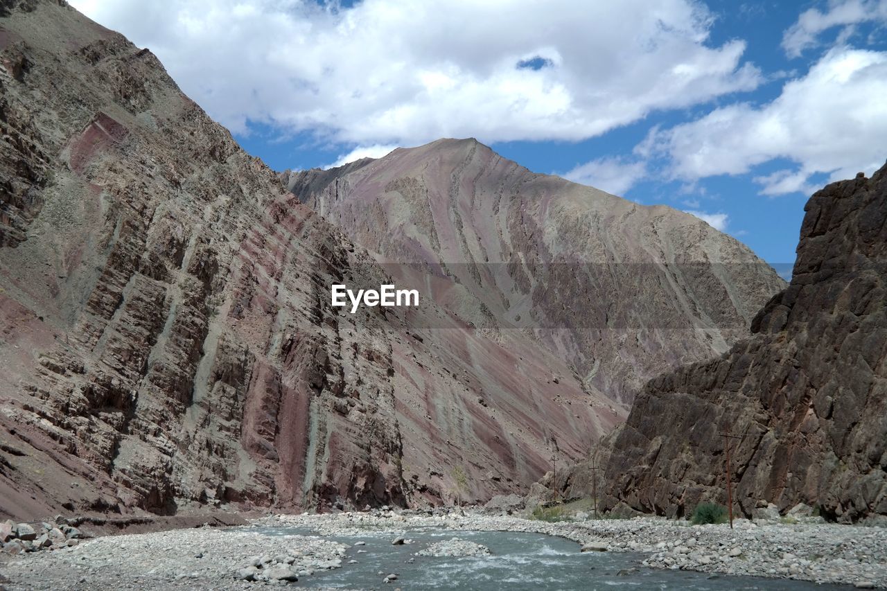 View of barren mountain valley