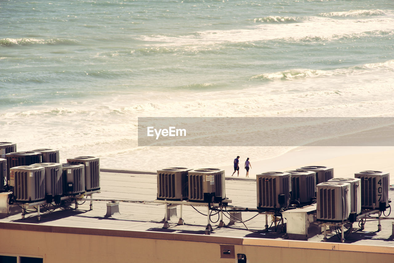 Air ducts on building by beach